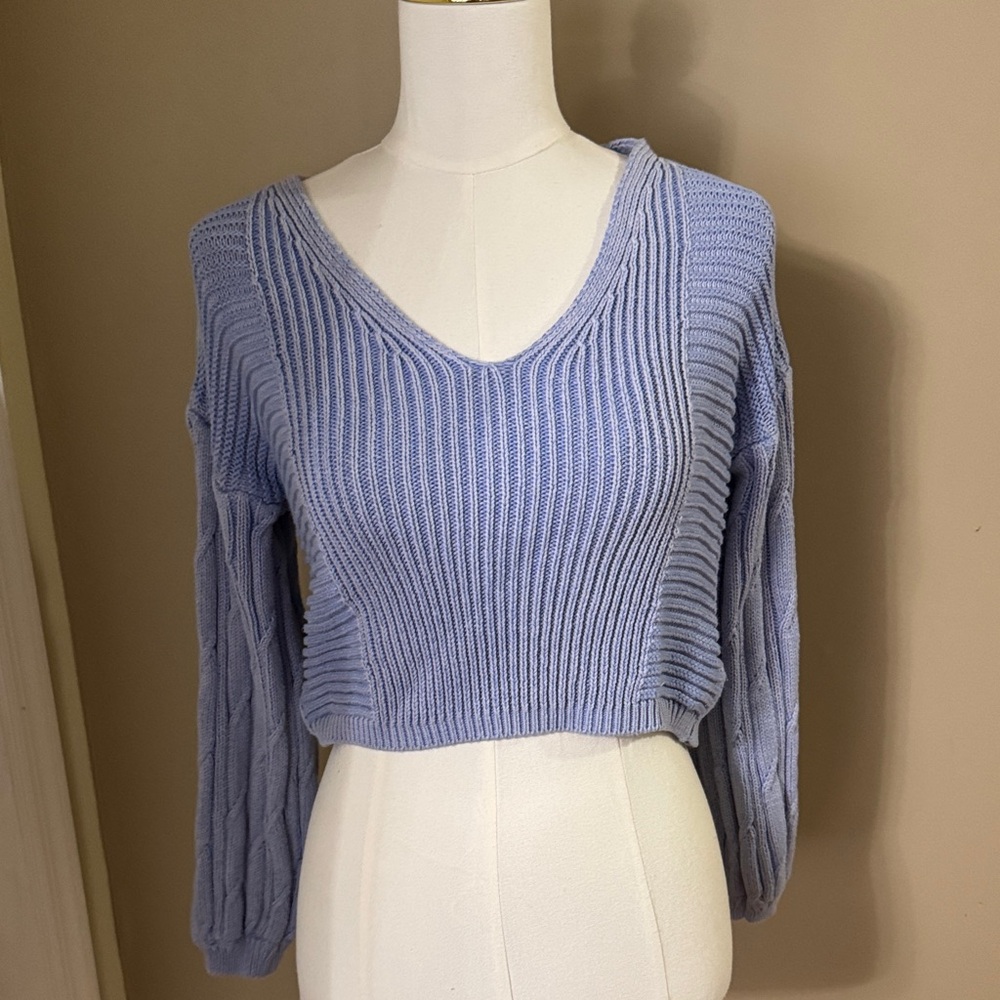 Free People Lavender V-Neck Sweater